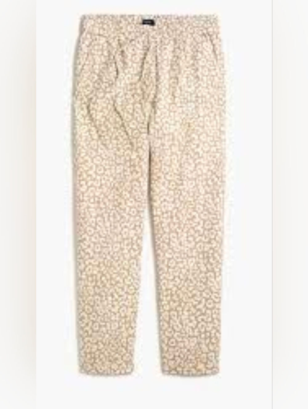 J CREW Tan Ivory Leopard Print Linen-Cotton Drawstring Pants Size 8